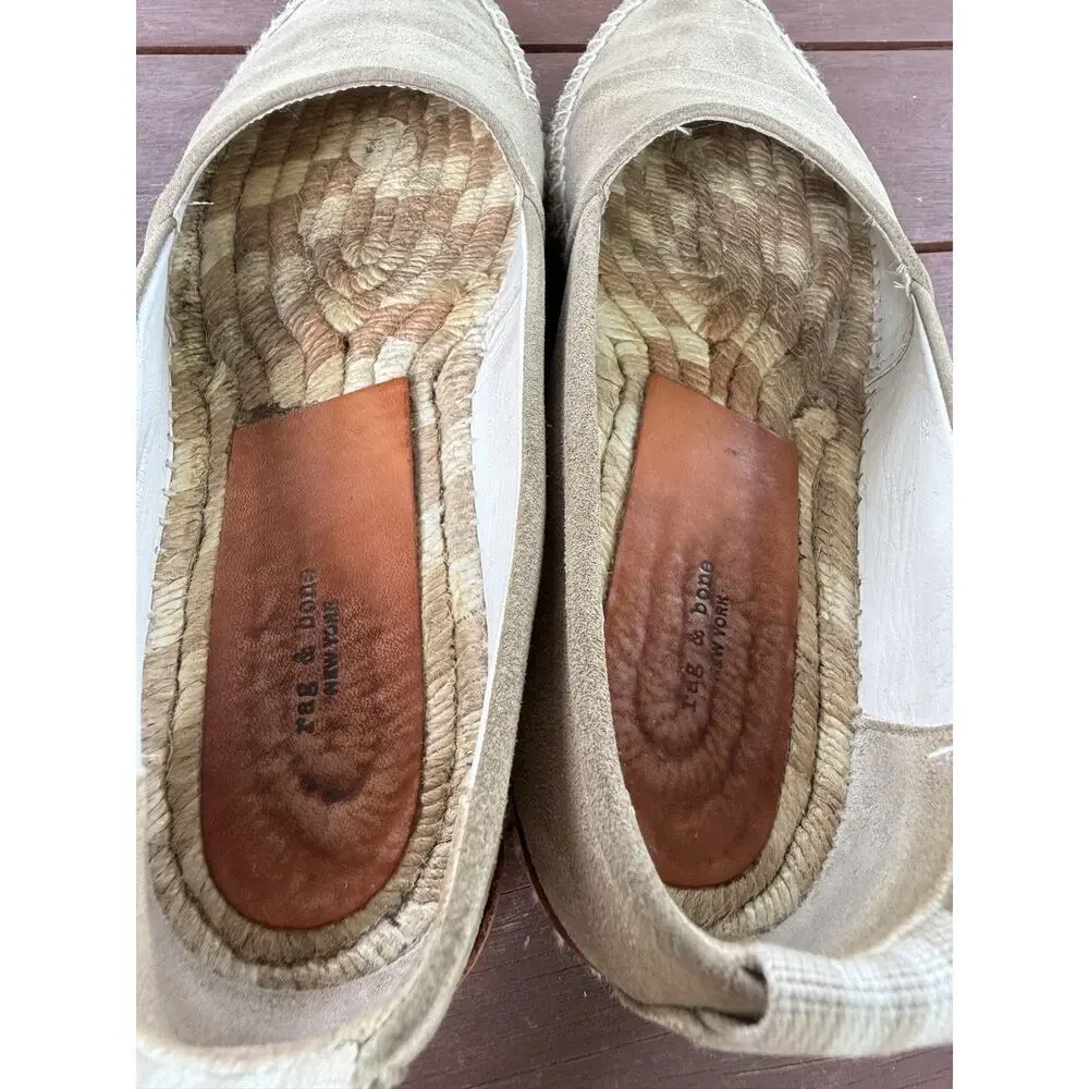 Rag & Bone Adria Women Espadrille Flats Tan Suede Size 39.5 / 9.5 Summer Slip On